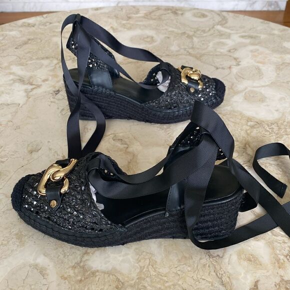 Aerosoles Scarlett Raffia Espadrille Wedge Sandal Ribbon Ankle Wrap Strap - Picture 7 of 15